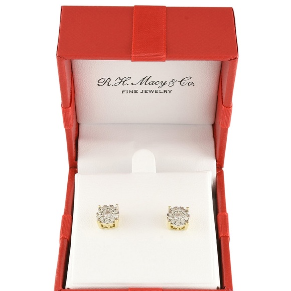 Diamond Halo Earrings - Picture 4 of 16